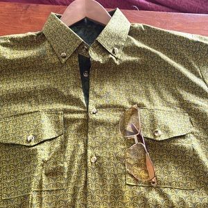 Custom one of a kind short sleeve cool shirt. Lime/forest green, cotton